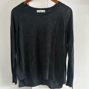 ZARA Thin Grey Knit Sweater Boat neck sz Medium